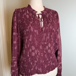 Sanctuary Deep Red Smocked Blouse